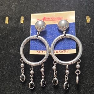 Silver and Black Dangle Earrings